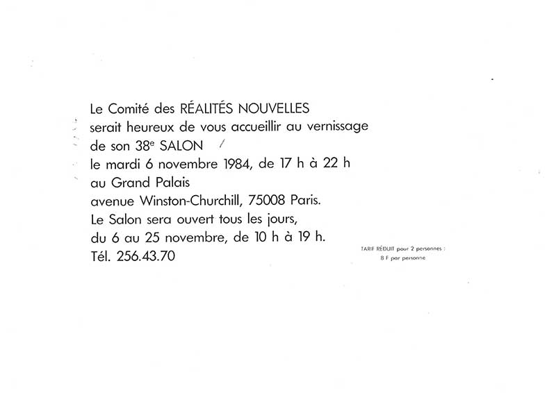 《Réalités Nouvelles》 초대장