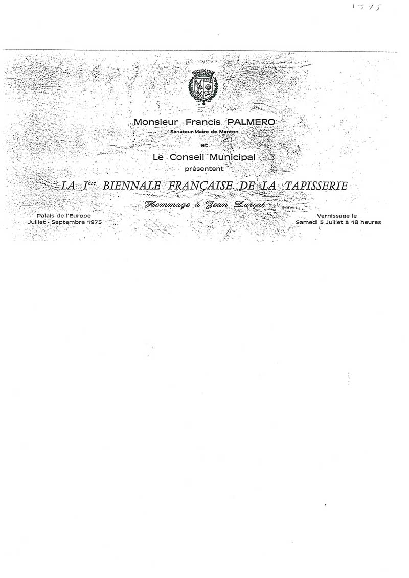 《La Ière Biennale Francaise de la Tapisserie》 초대장